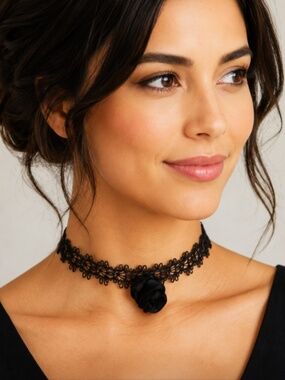 Wild Rose Lace & Rose Necklace